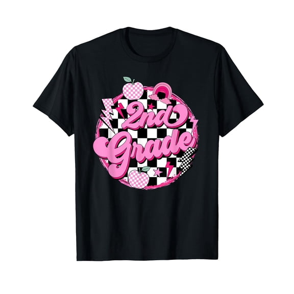 2nd Grade Women Retro Checkered First Day of School T-Shirt