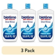 (3 pack) Biotene Oral Rinse Moisturizing Mouthwash for Dry Mouth Relief, Fresh Mint, 33.8oz