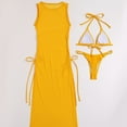thumbnail image 6 of BONIXOOM Two Piece Swimsuit For Women Tankini None Solid Swim Dress High Cut Summer Swimwears on Clearance Yellow Size 6, 6 of 9