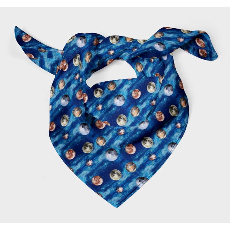 Bimba Blue Moon & Planet Galaxy Printed Pure Silk Scarf For  display picture 3