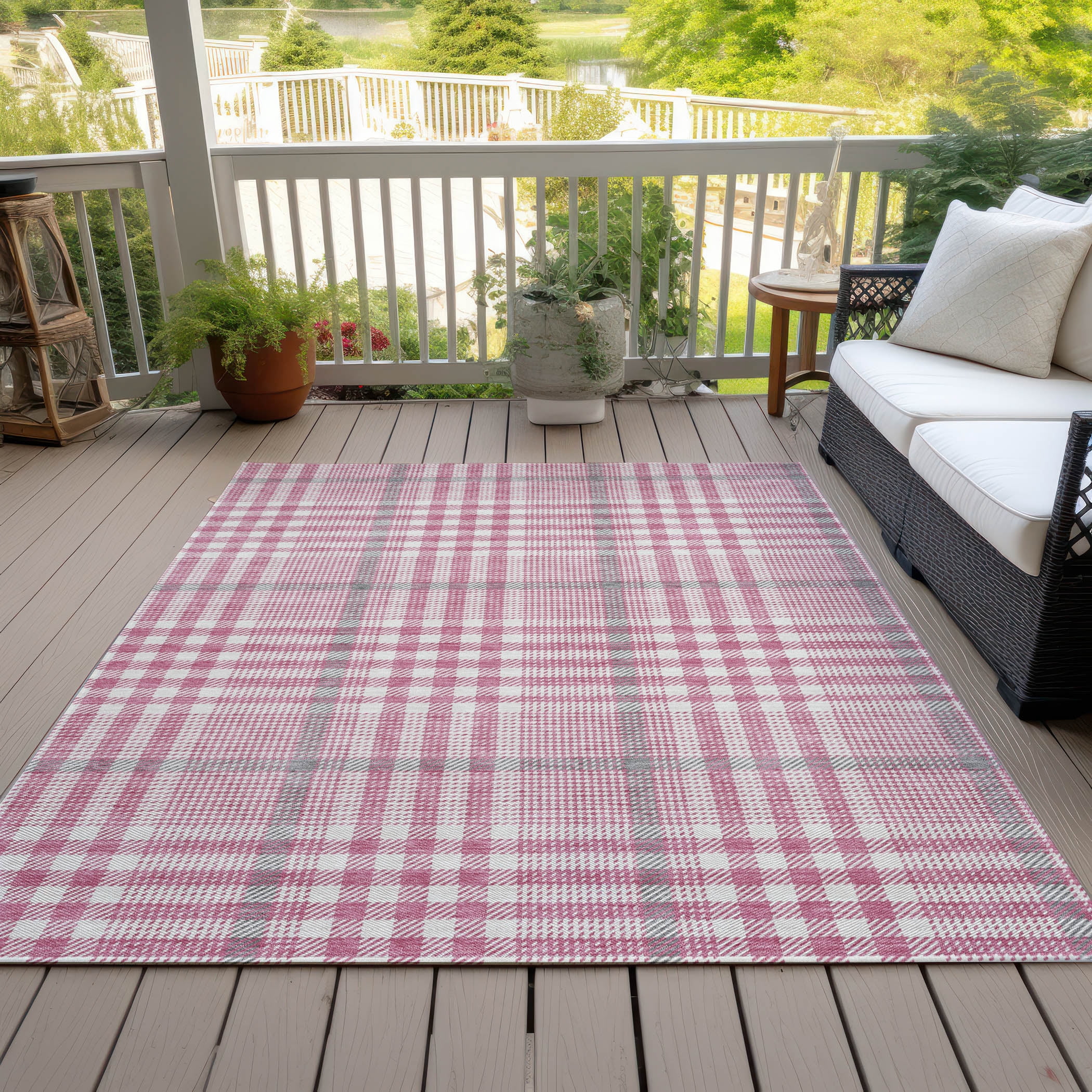 Addison Rugs Chantille Indoor/Outdoor Transitional Geometric, Abstract Blush Washable Rectangle Rug, 3' x 5'