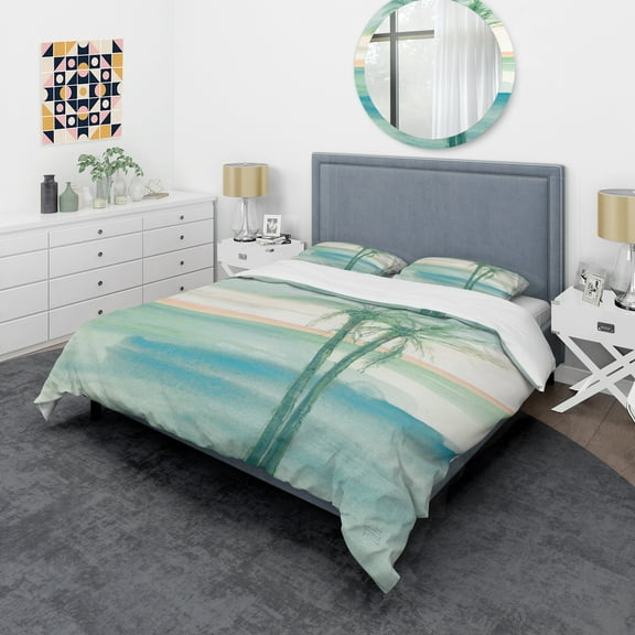 Designart 'Peaceful Dusk II Tropical' Coastal Duvet Cover Set