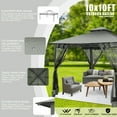 thumbnail image 4 of HOTEEL 10x10ft Metal Patio Gazebo, Outdoor Gazebo Canopy Tent for Backyard with Mosquito Netting, Gazebos Shelter with Steel Frame, Patio Covers for Shade and Rain, Gray, 4 of 14