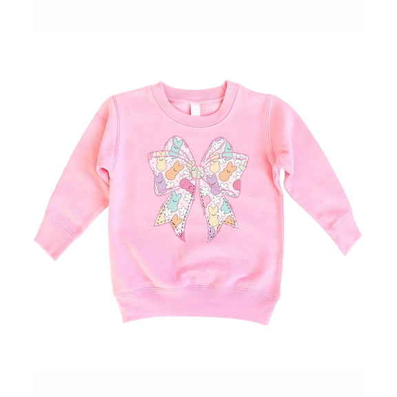 Pastel Easter Bow Sweatshirt for Girls Spring Holiday Flowers and Bunnies Pullover for Kids Pink Sweatshirt 2T