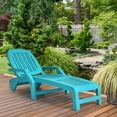 thumbnail image 1 of Gymax Chaise Longue de Patio Réglable, Chaise Longue Pliante Inclinable avec Roues, Turquoise, 1 of 10