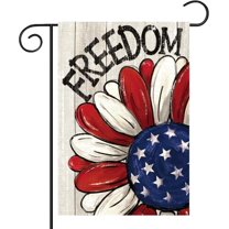 AMHNF 4th of July Patriotic Garden Flag Daisy Double Sided, Freedom Memorial Day Burlap Vertical Garden Flag Independence Day for Small Yard Seasonal Holiday Outdoor Decor 12 x 18 inch