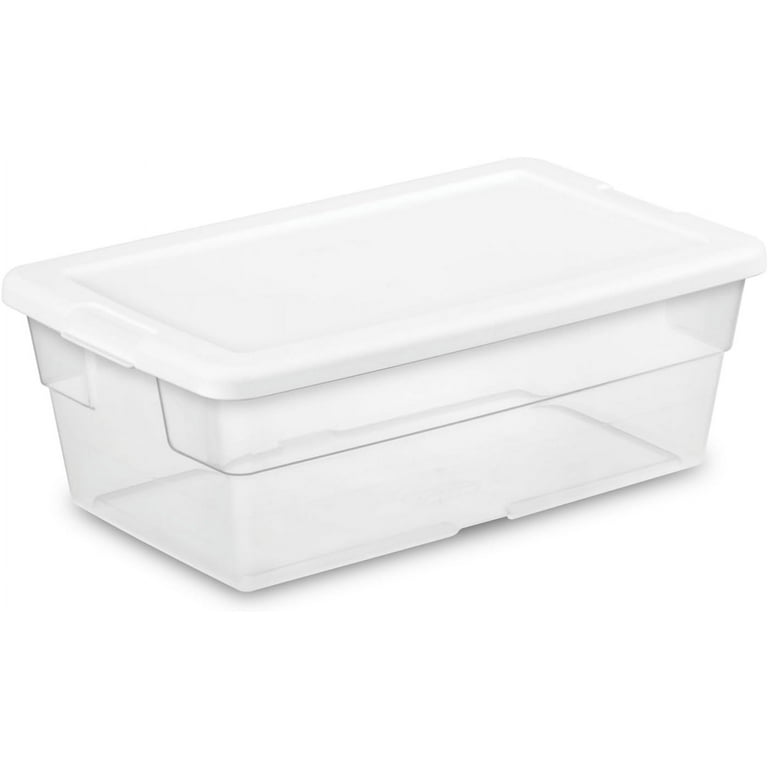 6 Qt Storage Box Stackable Bin with Lid Plastic Container to Organize Shoes and Crafts on Closet Shelves Clear with White Lid Pack of 12 Walmart