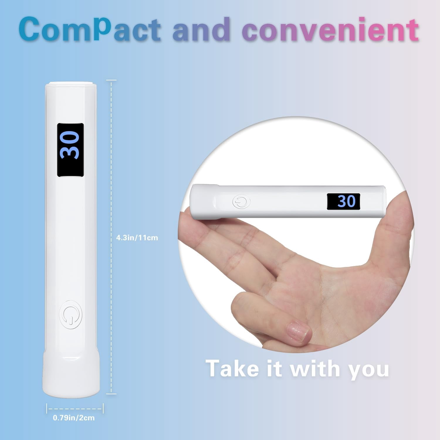 2 Pack Handheld Nail Lamp for Gel Nails, Portable Mini UV Light with LED, Nail Dryer for Fast Curing, Cordless Rechargeable Nail Light with Type C for Home DIY Manicure