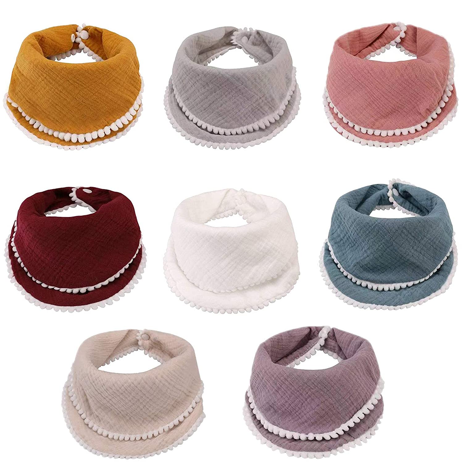 bangyoudaoo 8Pcs Baby Bandana Drool Bibs for Boys Girls Adjustable Multi-Use Scarf Bibs Super Absorbent& Soft Drooling Bibs Breathable Burp Cloths Organic Muslin Baby Bibs