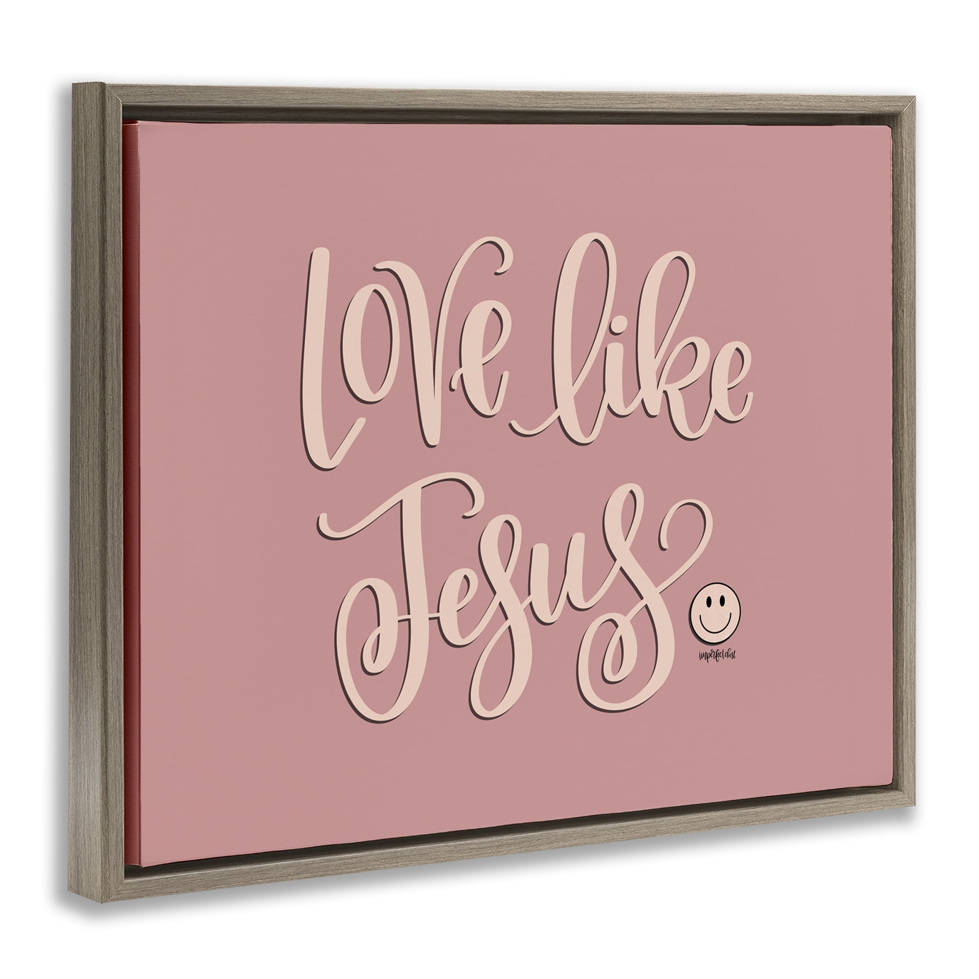 Stupell Industries Pink Love Like Jesus Religious & Spiritual Painting Brown Floater Framed Canvas Art Print Wall Art, 31 x 25