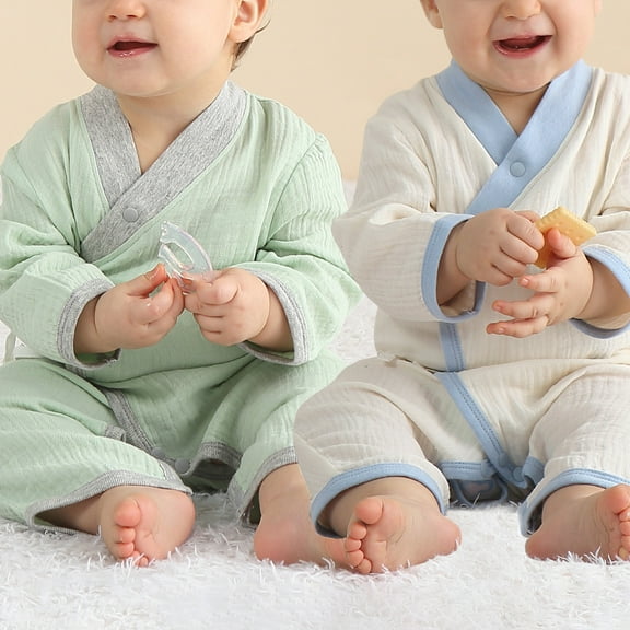 Mwjwdo Kimono Baby Boy Girl Romper Long Sleeve Muslin Robe Newborn-24 Months Suitable for Autumn and Winter