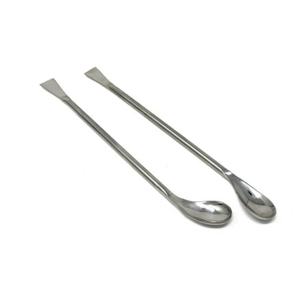 A2Z-SP003 Set of 2 Stainless Steel Double Ended Square & Angled Right Left Spoon Sampler Lab Spatula, 7" Length