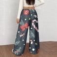 thumbnail image 3 of Women's Casual Fashion Christmas Print Elastic Waist Loose Plush Wide Leg Pants, Comfortable Home and Sleepwear Bottoms for Winter, Warm and Cozy Lounge Pants, Black, XL, 3 of 4
