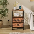 thumbnail image 3 of Satifur Bedside Table with Charging Station,LED Nightstand with 2 Fabric Drawers,Rustic Brown, 3 of 9