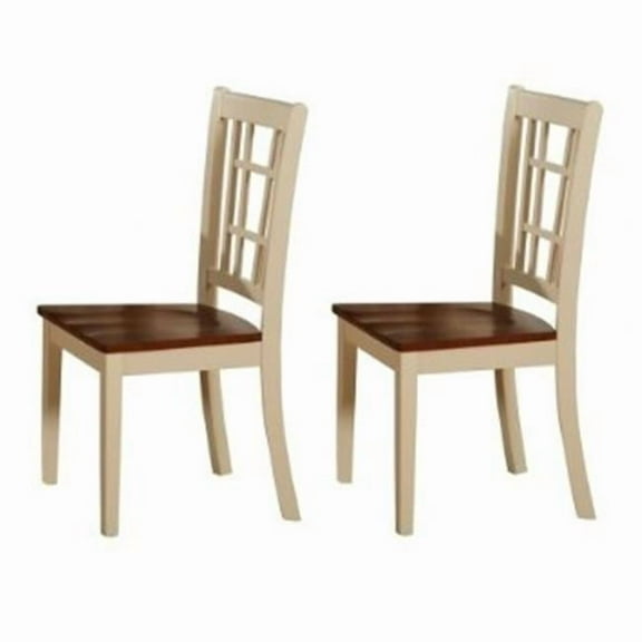 East West Furniture Traditional Asian Solid Wood Dining Side Chairs, Brown (Set of 2)