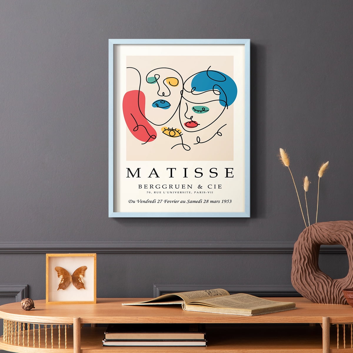Matisse CCCXXVIII in Blue Solid Wood 16 x 20 Framed Print