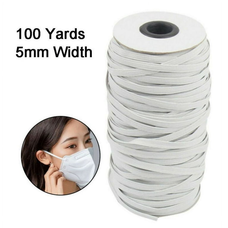YuYww Elastic Bands for Sewing, Mask Elastic, White Elastic, Black Elastic, Elastic for Sewing, 1/4 inch Elastic for Sewing, Elastic Bands for Masks