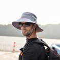 thumbnail image 2 of DPTALR Summer Outdoor Sun Hat Protection Bucket Mesh Boonie Hat Solid Fishing Cap, 2 of 7