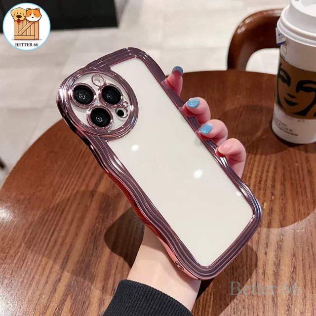 Funda Simple Transparente Para Cámara Circular Protectora De Olas Grandes Para IPhone 11 12 13 Pro Max 14 Plus