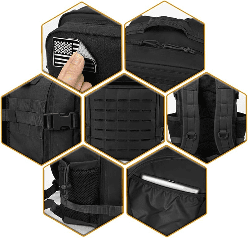 25L/45L Durable Nylon Hiking Backpack for Men, Multi-Day Camping & Travel Backpack with MOLLE System & Side Bottle Pockets