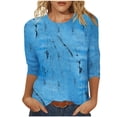 thumbnail image 2 of Jusqu'à 30 % de Réduction DYTTDG T-shirt Grande Taille pour Femmes Manches 3/4 Hauts Imprimés Col Rond Blouse Décontractée Ample Hauts pour Femmes, 2 of 5