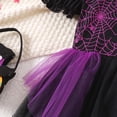 thumbnail image 5 of Virmaxy Toddler Halloween Dress Spider Web Print Short Puff Sleeve Tulle Tutu Skirt Witch Costume for Fall Festival Sizes 2T-7T, Purple, 5 of 5