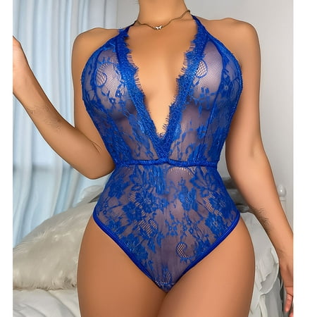 

Fengqque Sexy Women Lingerie Gauze Hollow Out Temptation Babydoll Underwear Sleepwear Jumpsuit Bodysuits Pajamas