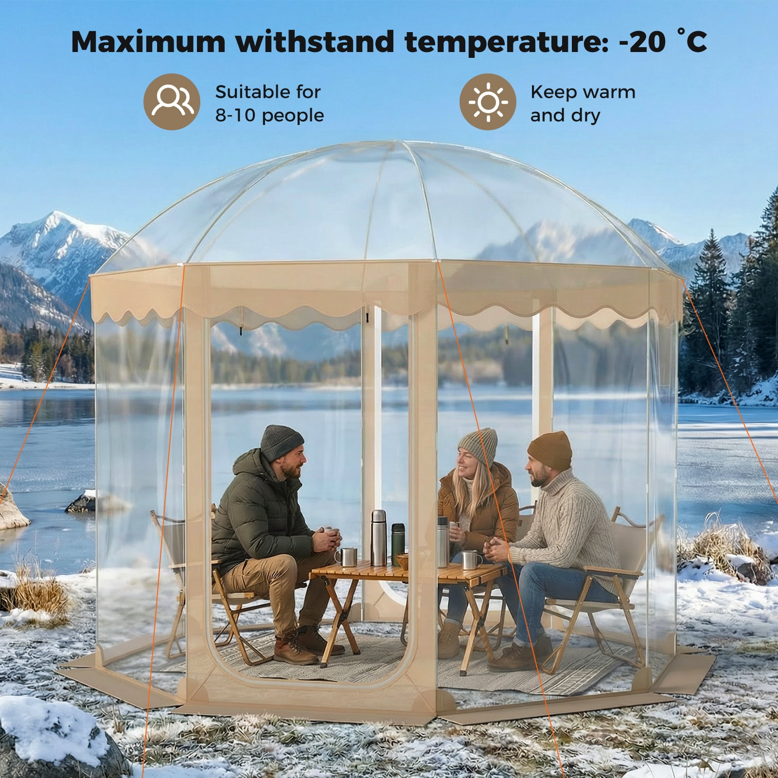 Gymax 10x10ft Pop-Up Bubble Tent for 8-10 People 540 Degree Panoramic Clear PVC For Outdoor