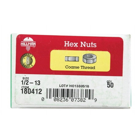 UPC 008236073829 product image for Hillman Fasteners 180412 0.5-13 Hex Nut | upcitemdb.com
