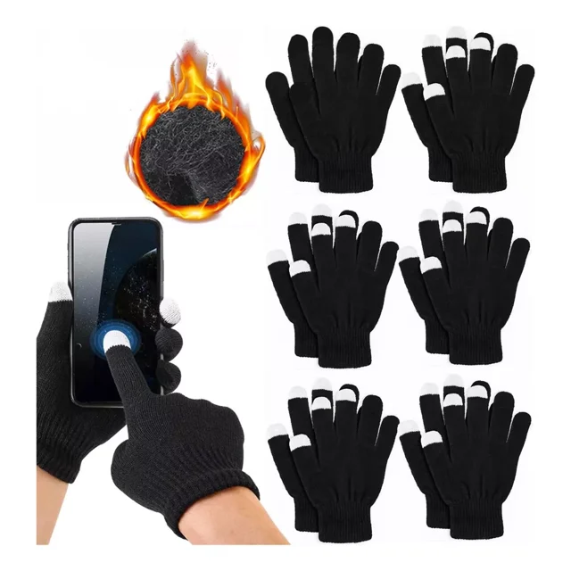 6 Pares Guantes De Lana Tejido Touch Tablet Celular Invierno