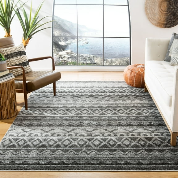SAFAVIEH Adirondack Emil Southwestern Area Rug, Ivory/Charcoal, 6' x 6' Square