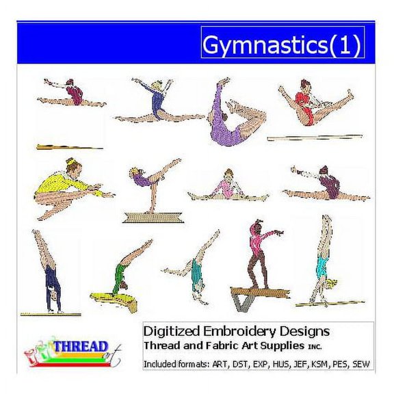 Gymnastics(1) Embroidery Designs - All Popular Formats Included - Loaded on USB Stick