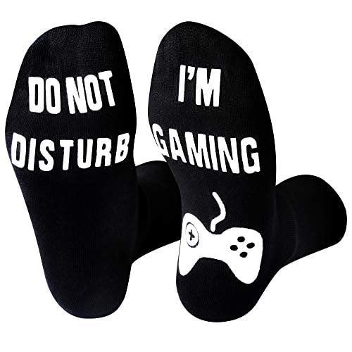 Do Not Disturb Im Gaming Socks Funny Gamer Socks for Men and Teen Boys Boyfriend Gifts from Girlfriend Gift Bag 