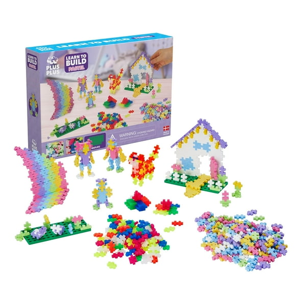 Plus-Plus Apprendre à Construire Mélange de Couleurs Pastel, 400 Pcs - Jouet de Construction STEM STEAM, Blocs de Casse-Tête Miniatures Emboîtables pour Enfants