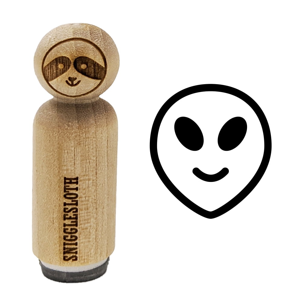 Smiling Happy Alien Emoticon Rubber Stamp for Stamping Crafting Planners 