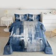 thumbnail image 2 of Manfei Retro Oil Painting Bedding Comforter Set 2pcs, Abstract Watercolor Art Twin Comforter Sets, Blue Gray Ombre Bedding Set, Luxury Bedroom Decor, 2 of 8