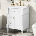 thumbnail image 2 of Bellemave 24" Freestanding Bathroom Vanity with Sink, Flip Drawer, Adjustable Shelf & Metal Handle, Bathroom Vanities Storage Cabinet for Bathroom, Solid Rubber wood Frame & MDF Panels, White, 2 of 11
