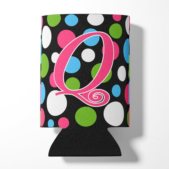 Letter Q Initial Monogram - Polkadots and Pink Can or Bottle Hugger