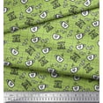 thumbnail image 2 of Soimoi Green Poly Georgette Fabric Coffee & CHill Text Print Sewing Fabric Yard 52 Inch Wide, 2 of 3