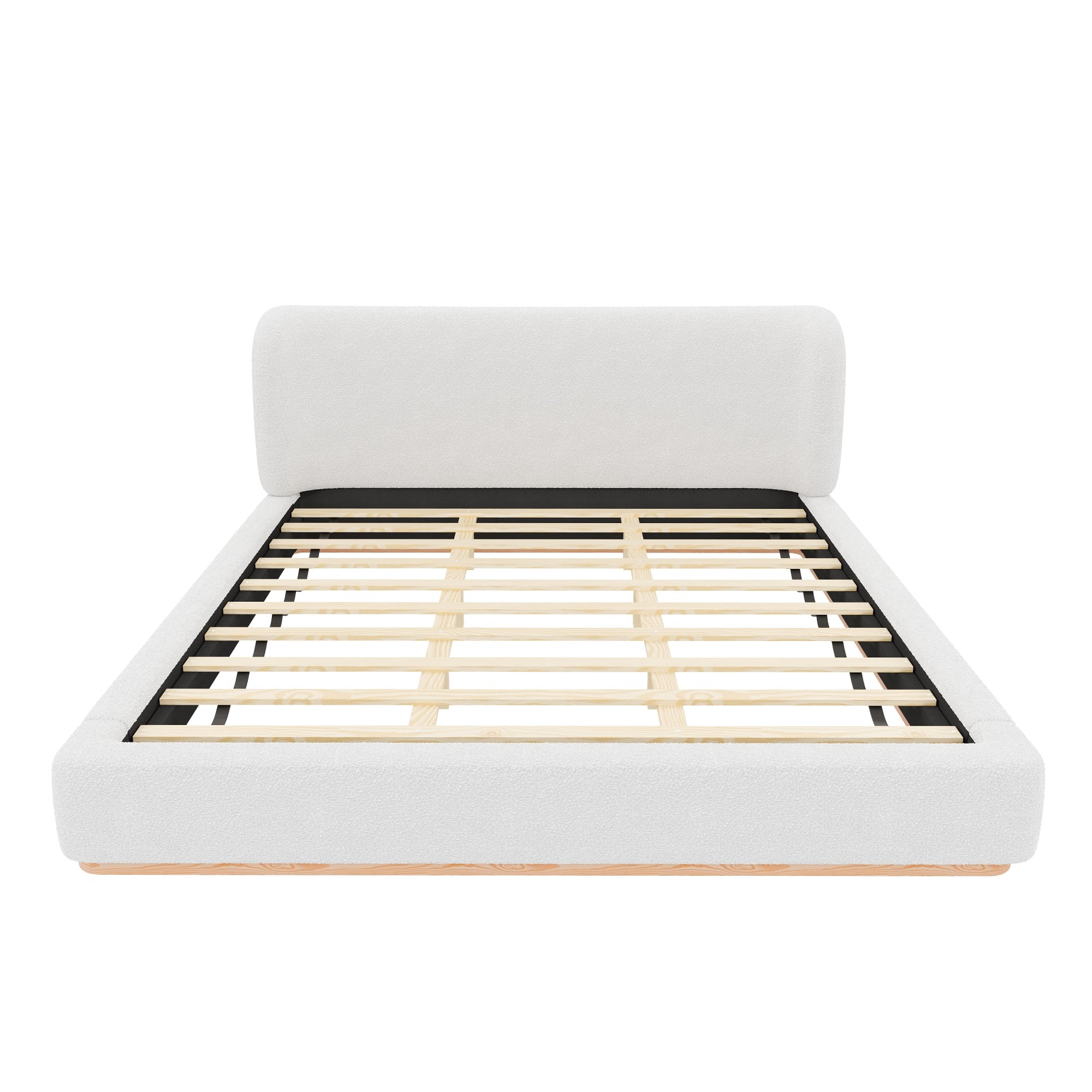 Euroco Upholstery King Size Platform Bed, White