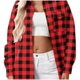 thumbnail image 6 of purcolt Womens Flannel Plaid Shirts Casual Long Sleeve Collared Tops Button Down Blouses Business Work Shirts with Pockets, 6 of 7
