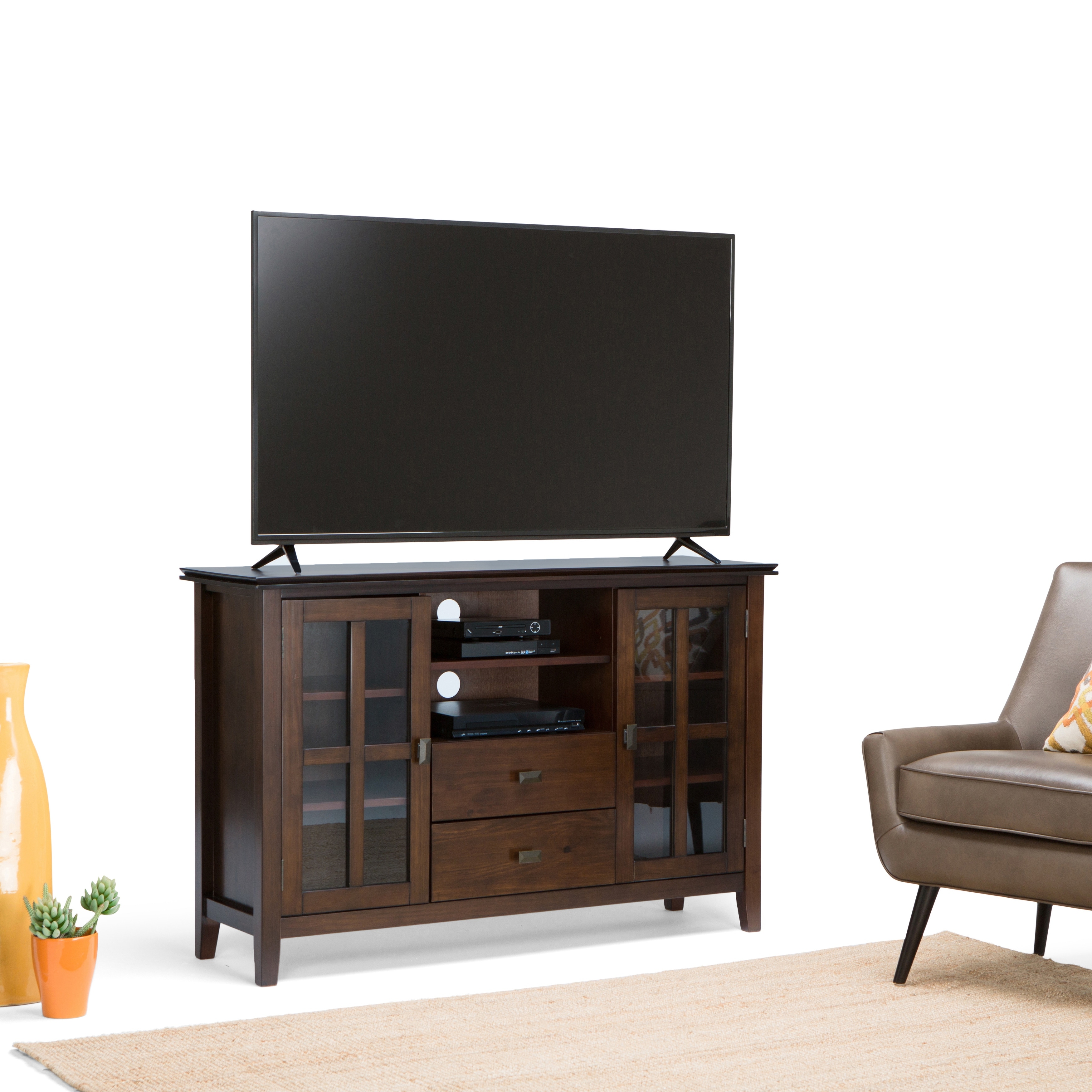WyndenHall Stratford SOLID WOOD 53 inch Wide Contemporary TV Media