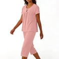 thumbnail image 6 of 2 Piece Outfit for Women Lounge Sets Oversized Round Neck Tshirts Summer Shorts Lounge Set, 6 of 7