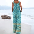 thumbnail image 5 of JULMCOMO Jumpsuits for Women Boho Floral Print Square Neck Vintage Summer Rompers Wide Leg Loose Fit Casual Jumpsuits with Pockets Cyan S, 5 of 5