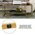 thumbnail image 5 of COSVALVE Modern Black Glass Top 2-Piece Table Set,include Coffee Table and End Table,Bronze Metal Frame with Shelf, 5 of 14