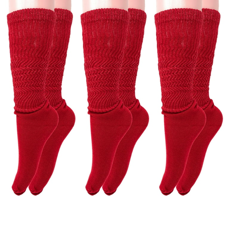 Long Cotton Lightweight Slouch Socks 3 PAIRS Red Boot Socks Size 9 11