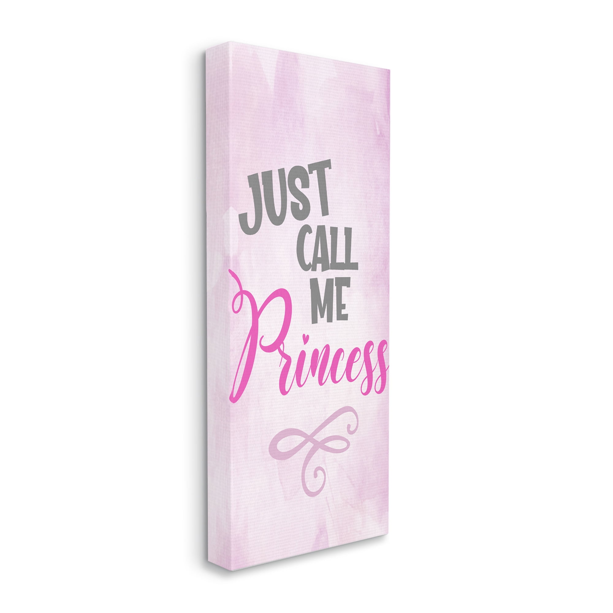 Stupell Industries Pink Call Me Princess Inspirational Painting Gallery Wrapped Canvas Art Print Wall Art, 10 x 24