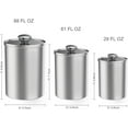 thumbnail image 4 of Canister Sets for Kitchen Counter, 3-Piece Stainless Steel Food Storage Container with Clear Glass Lids for Coffee Tea Nuts Sugar Flour, 4 of 5