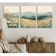 thumbnail image 3 of 3Pcs Boho Mountains Flower Canvas Wall Art Daisy Wildflower Landscape Pictures Wall Decor Abstract Watercolor Floral Painting Prints Green Natural Scenery Poster Artwork for Living Room, 3 of 5