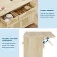 thumbnail image 4 of M optimized Rattan Rolling Kitchen Island Table with Drop Leaf, Tilt Out Trash Can Cabinet with 2 Door, Storage Cabinet, 2 Drawer, Spice Rack, Kitchen Cart, 4 of 9